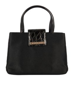 Vintage Handle Bag, Satin/Leather, Black, DB